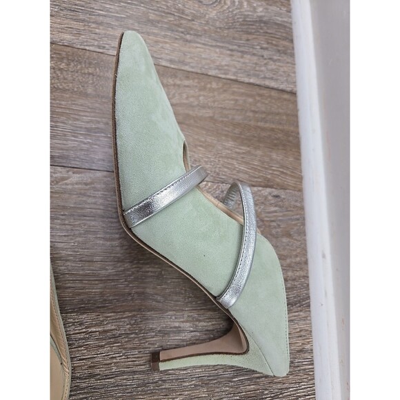 Jennifer Tattanelli Heeled Pump Light Green Silver Straps 3.25" Women's 37 US 7 - Picture 4 of 13